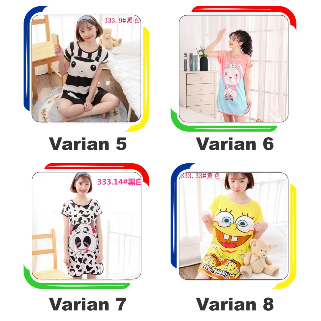 𝐄𝐁𝐒 ✅ PW061 Baju Tidur Wanita Piyama Motif Kartun Lucu Pakaian Wanita Daster Variasi Import COD