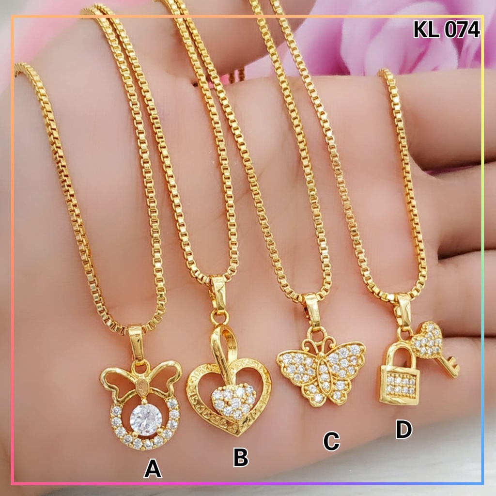 Kalung xuping kalung dewasa itali love gembok permata zirkon perhiasan lapis emas gold KL 074