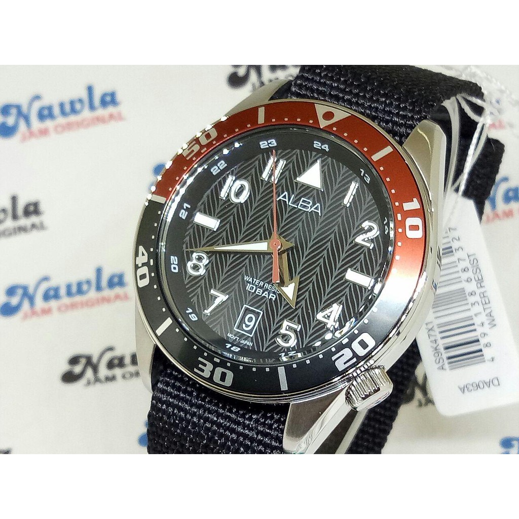 Alba Quartz AS9K47X1 Analog Black Nylon - Jam Tangan Pria AS9K47