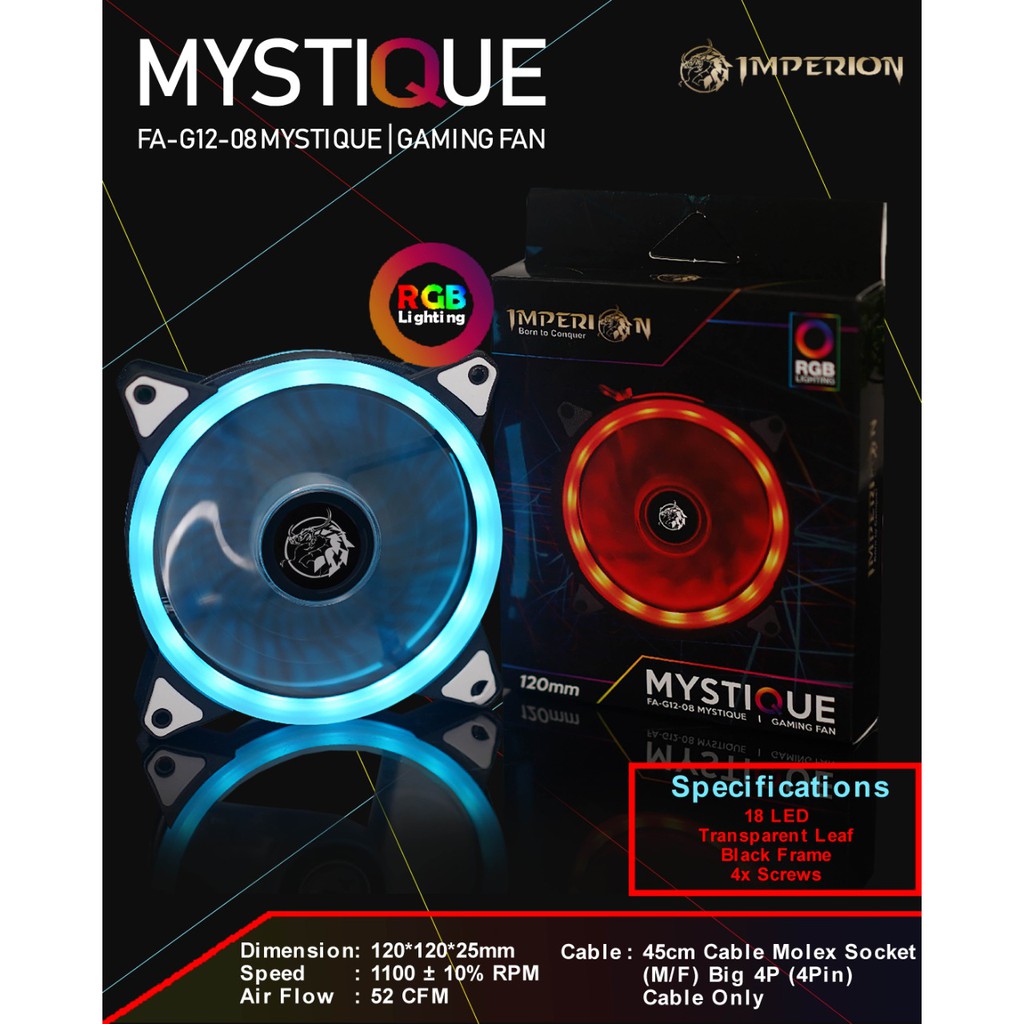 FAN CASING 12CM IMPERION MYSTIQUE WITH LED RGB RUNNING