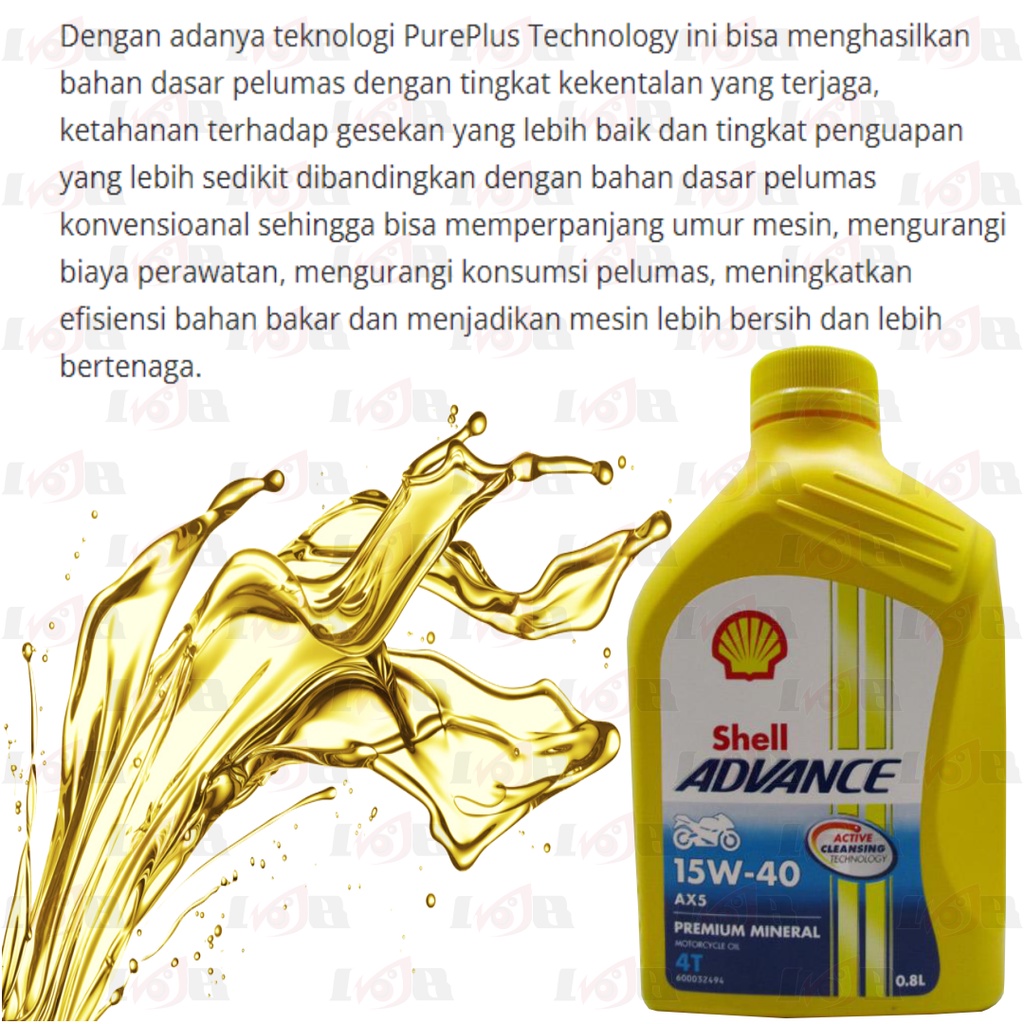 Oli Shell Advance AX5 15w40 4T motor bebek 800ml Premium Mineral Oil 0.8L