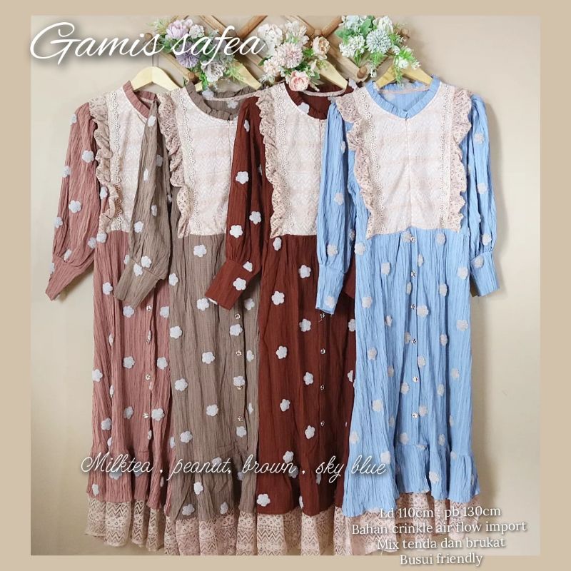 gamis crinkle brukat#gamis bunga #maxi dress crinkle