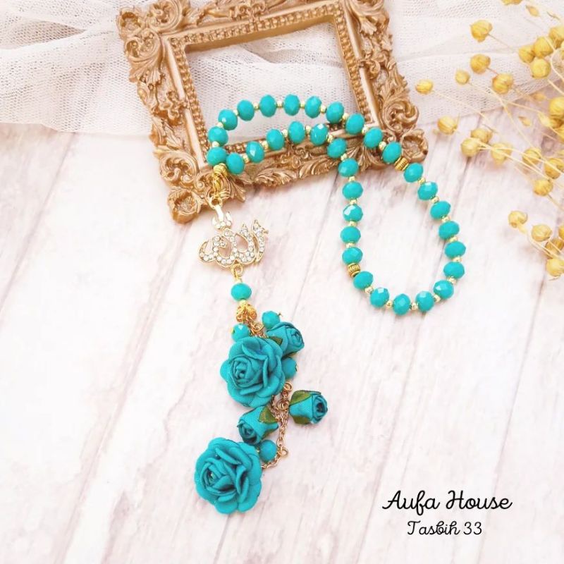 tasbih kristal bunga handmade (tasbih kristal 33)