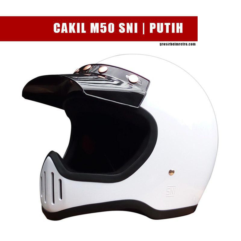 Helm retro full face cakil M50 SNI white