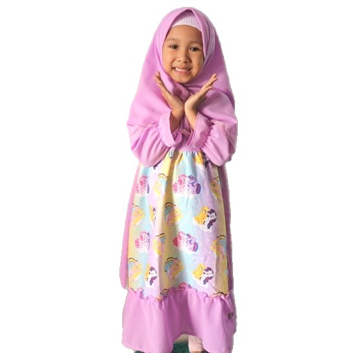 GAMIS ANAK KATUN BAJU MUSLIM ANAK KATUN SET GAMIS ANAK