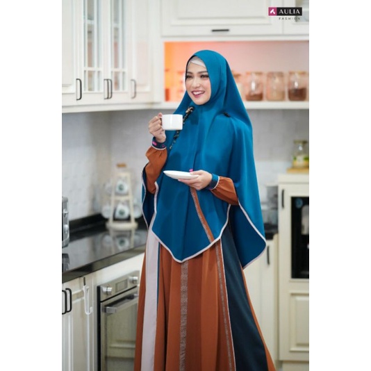 SET GAMIS RUQAYYAH amber dark tosca ready M by Aulia Fashion