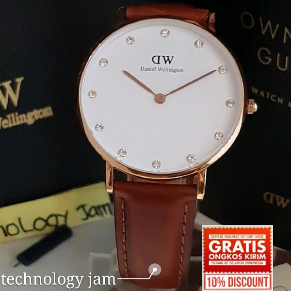 Terlaris  Daniel Wellington classy 34mm original brown strap leather