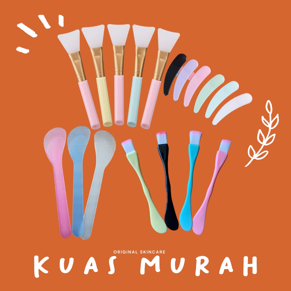 Kuas Masker Gagang Bening Bulu Lembut spatula mangkuk sepatula kuas bening sendok pengaduk mini