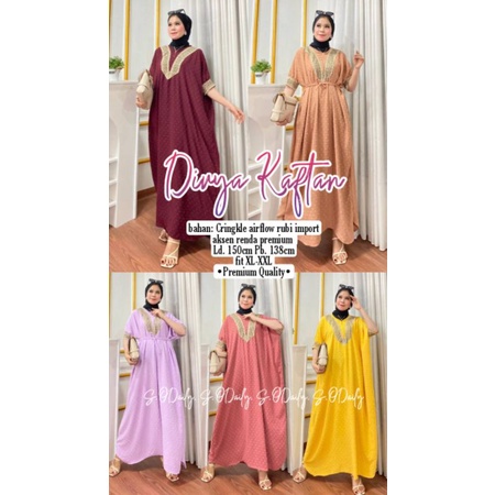 Baju Gamis Wanita Kaftan Terbaru Divya Kaftan Asmiranda / Kaftan Jumbo Premium Baju Lebaran / Kaftan