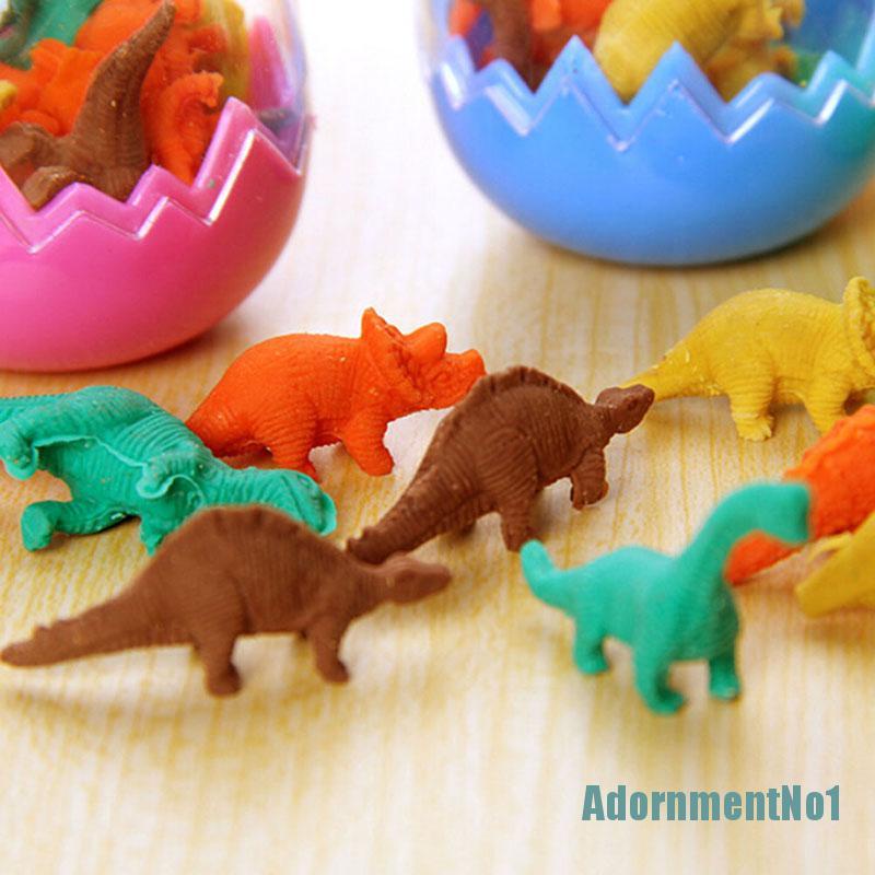 (AdornmentNo1) 1 Set Penghapus Karet Bentuk Telur Dinosaurus Lucu Untuk Stationery Pelajar / Kantor