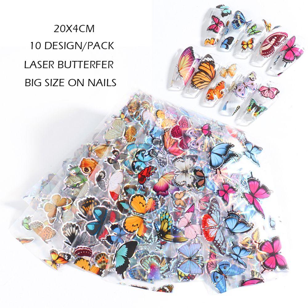 10pcs Stiker Kuku Motif Kupu-Kupu Untuk Manicure Butterfly