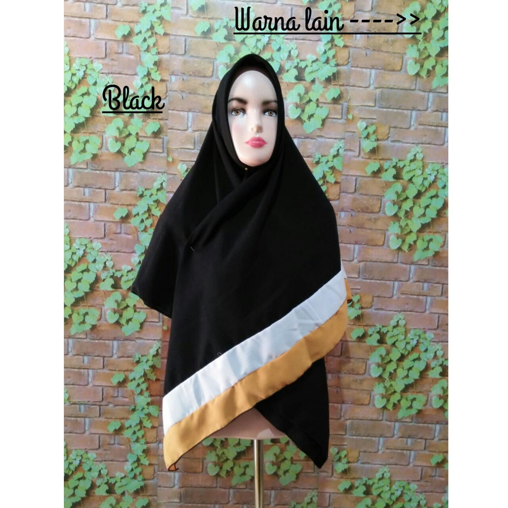 Segi empat PKS jilbab hijab krudung kuning hitam putih  syari shabby wolfis segiempat khimar