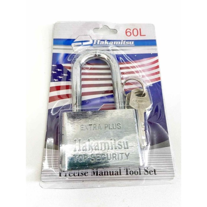 promo Gembok Putih Stainless 60mm Leher Pendek Hakamitsu - 60mm Pendek