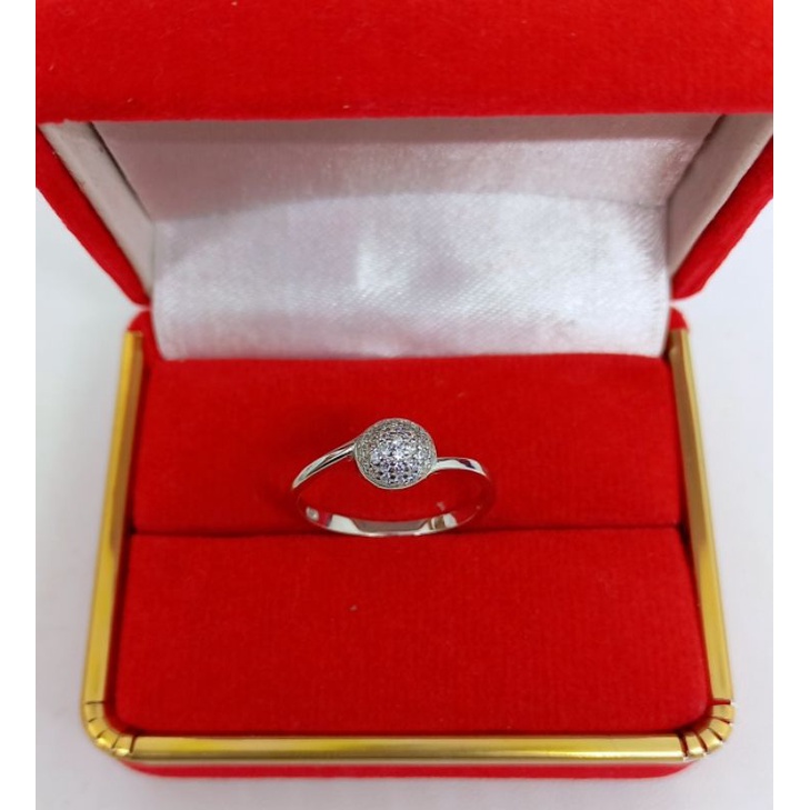 CINCIN PERAK 925 ASLI LAPIS EMAS/CINCIN BULAT MATA PUTIH COR/CINCIN ASLI SILVER/CINCIN FASHION WANITA