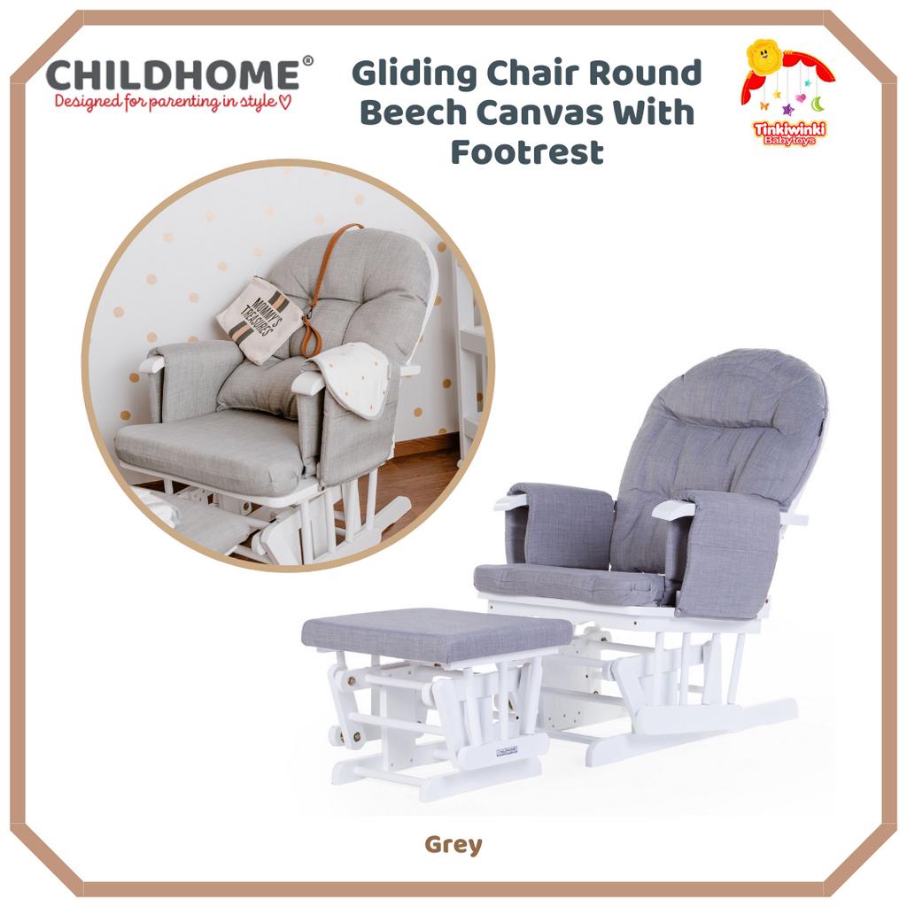 Childhome Gliding Chair Round Beech Canvas With Footrest