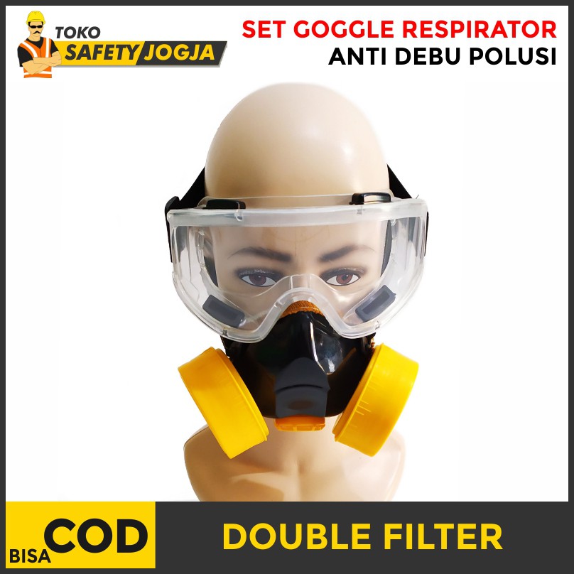 MASKER GAS MASK RESPIRATOR ANTI KIMIA DAN DEBU PELINDUNG MATA HIDUNG MULUT