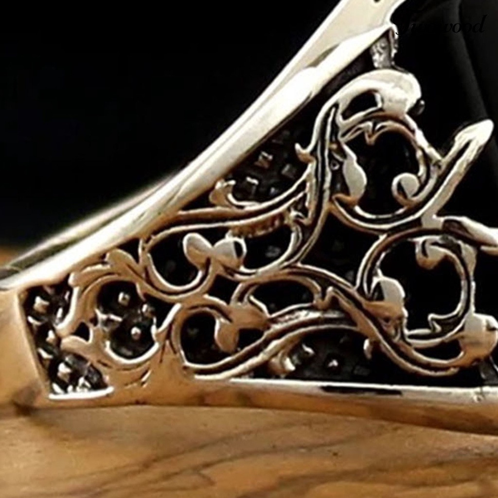 Cincin Bentuk U Motif Ukir Tahan Lama Gaya Punk Untuk Pria Dan Wanita