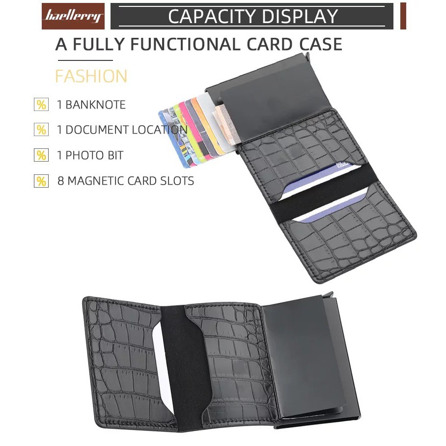 ORIGINAL BAELLERRY DOMPET KARTU LONTAR DENGAN FITUR RFID ANTI PENCURIAN DATA K9130