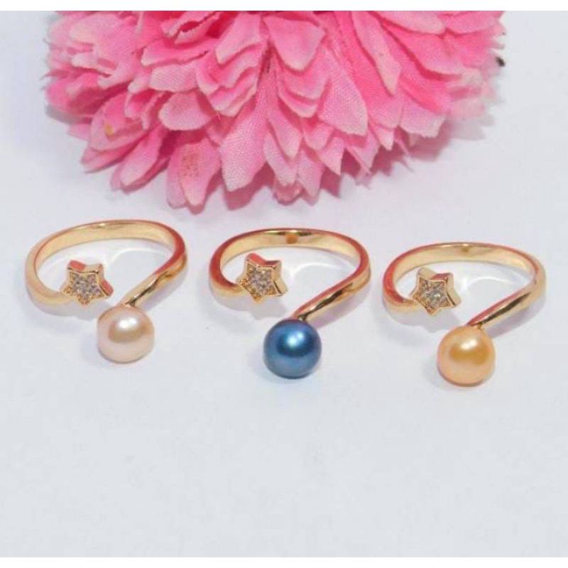 cincin mutiara asli lombok model bintang