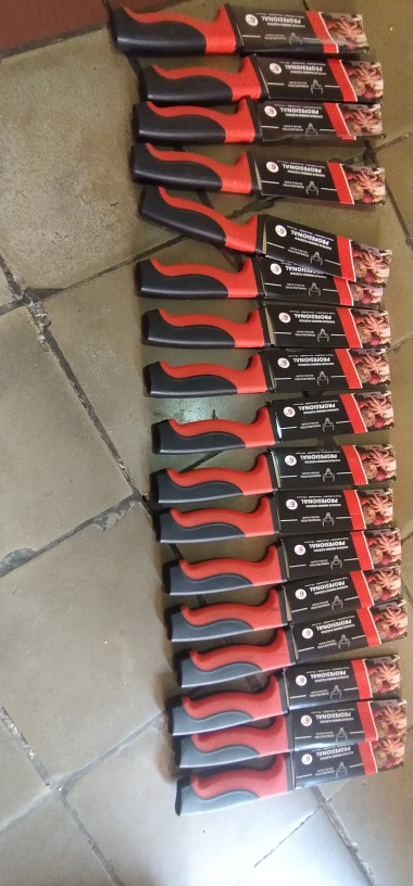 Knife Pisau Dapur Bahan Stainless Handle Karet Perpaduan Warna Merah Hitam