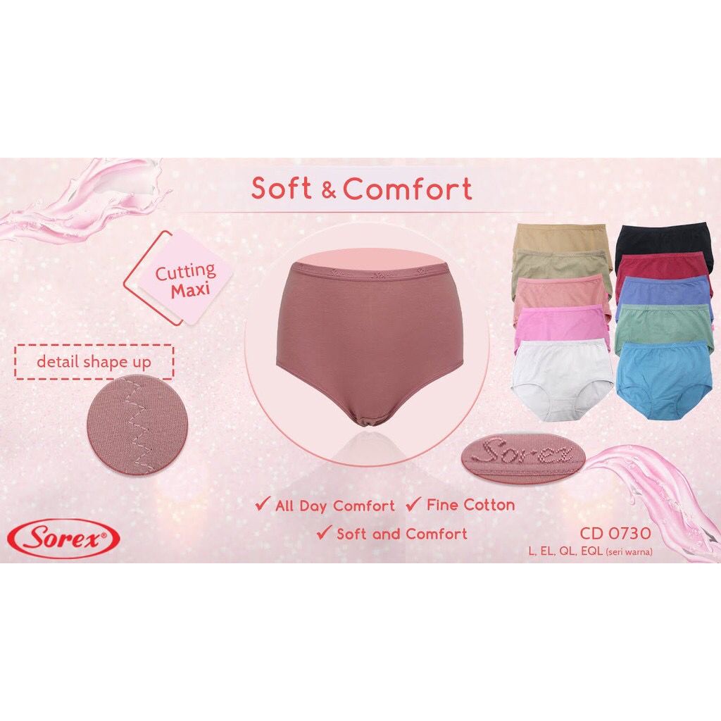 CD SOREX 0730 OROGINAL JUMBO L EL QL EQL | CD WANITA MAXI FULL COTTON - CD Sorex celana dalam wanita katun JUMBO - CD SOREX MAXI FULL WANITA BAHAN TEBAL ORI -CELANA DALAM WANITA SOFT &amp; COMFORT - ARA98STORE