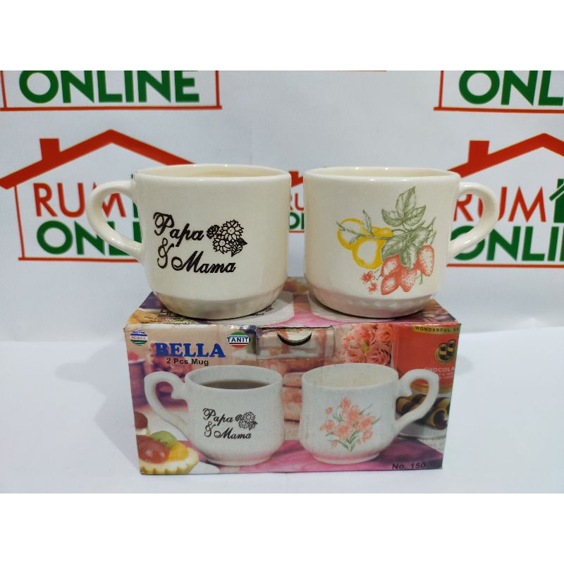MUG SET 2PCS  PAPA MAMA MOTIF