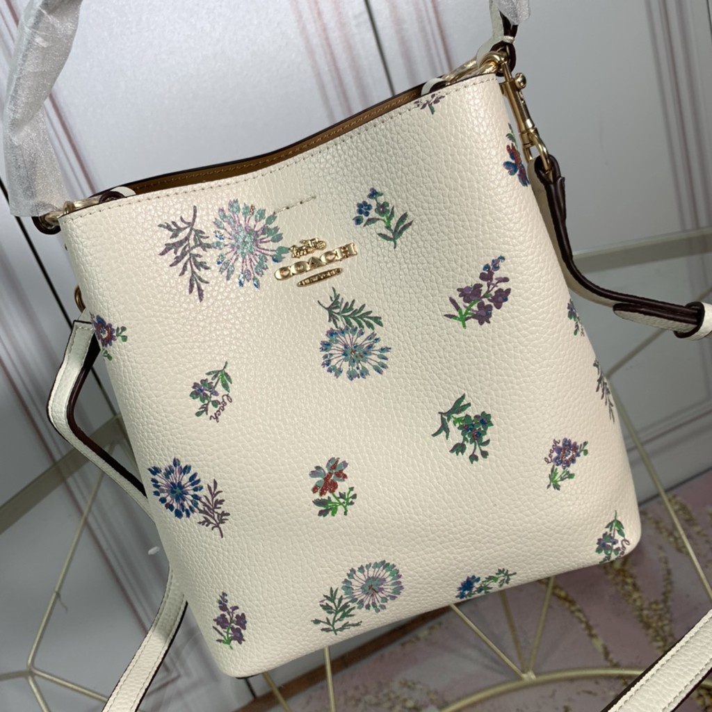 TAS WANITA SELEMPANG SMALL CH TOWN BUCKET BAG WITH DANDELION FLORAL PRINT 2310