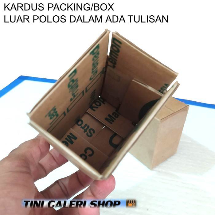 Kardus Packing Box Kecil Uk.7x5x8 cm Luar Polos Dalam Ada Tulisan-1