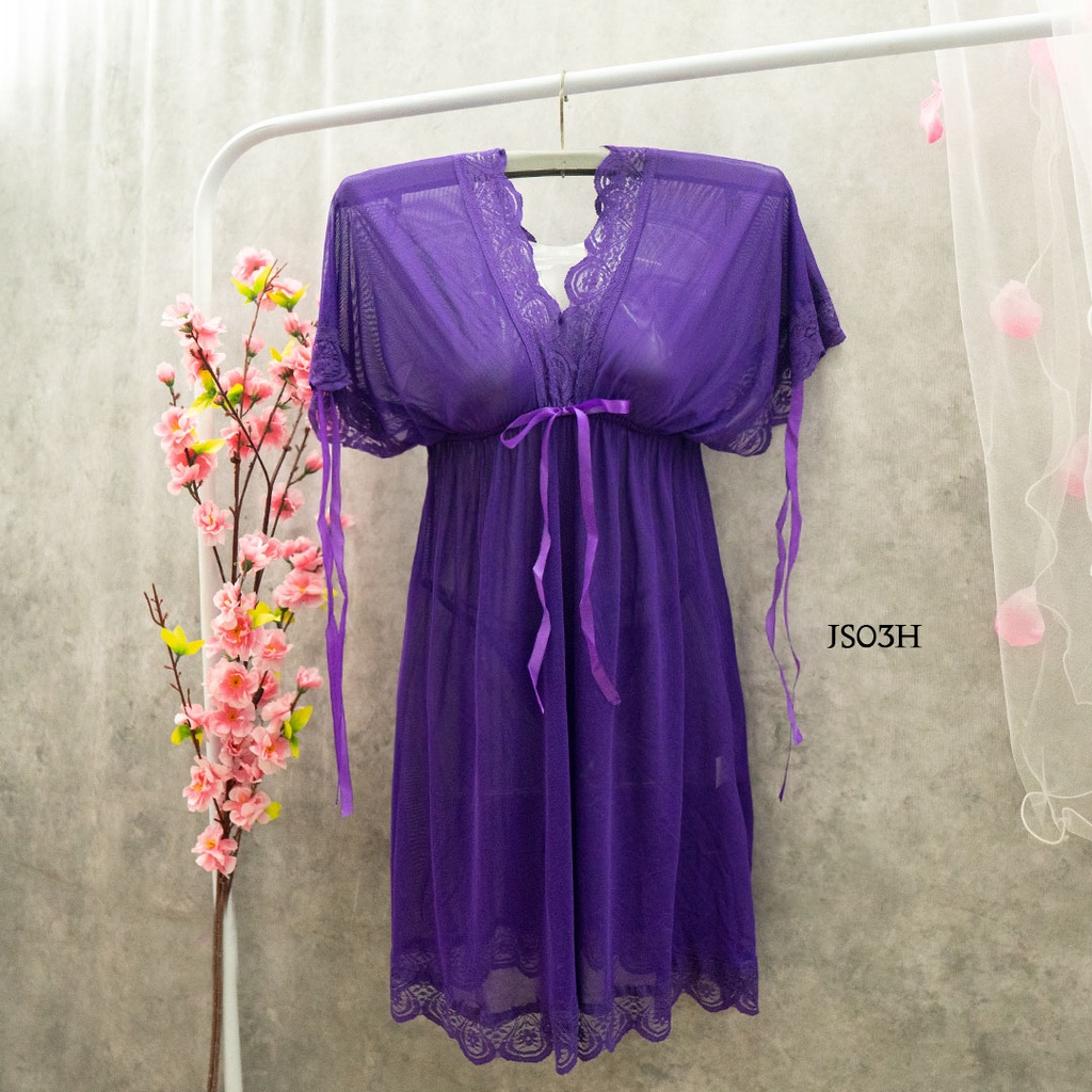 [PALING MURAH] BAJU TIDUR WANITA LINGERIE JUMBO BIG SIZE UNGU TUA JS03H