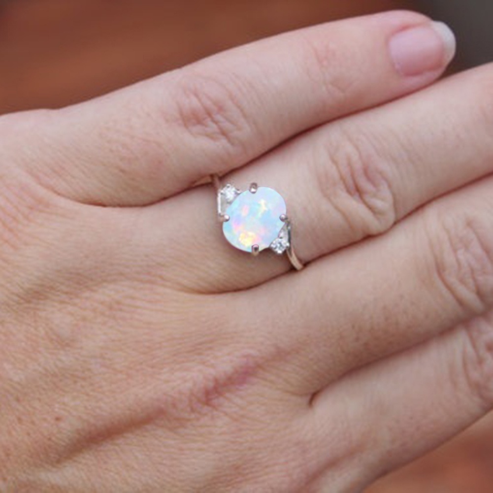 Hu Hu Hu Hu Hu Alat Bantu Pasang Kacamata♡ Cincin Wanita Bahan Alloy Hias Opal Untuk Pernikahanpertunangan