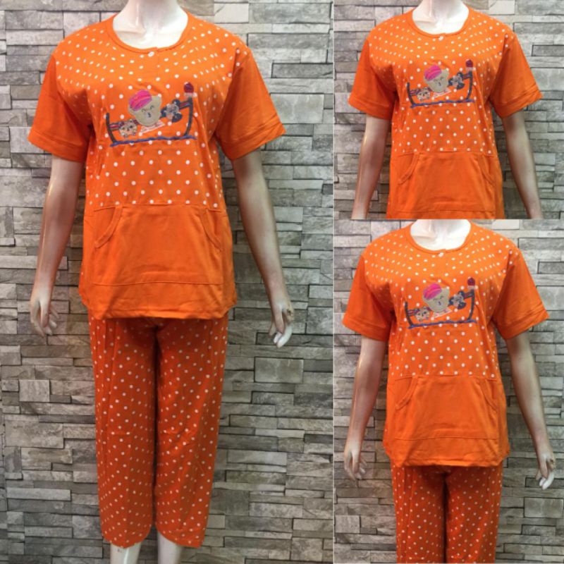 CP SIELIE WARNA | BAJU TIDUR DEWASA| PIYAMA | COD-6048 Orange
