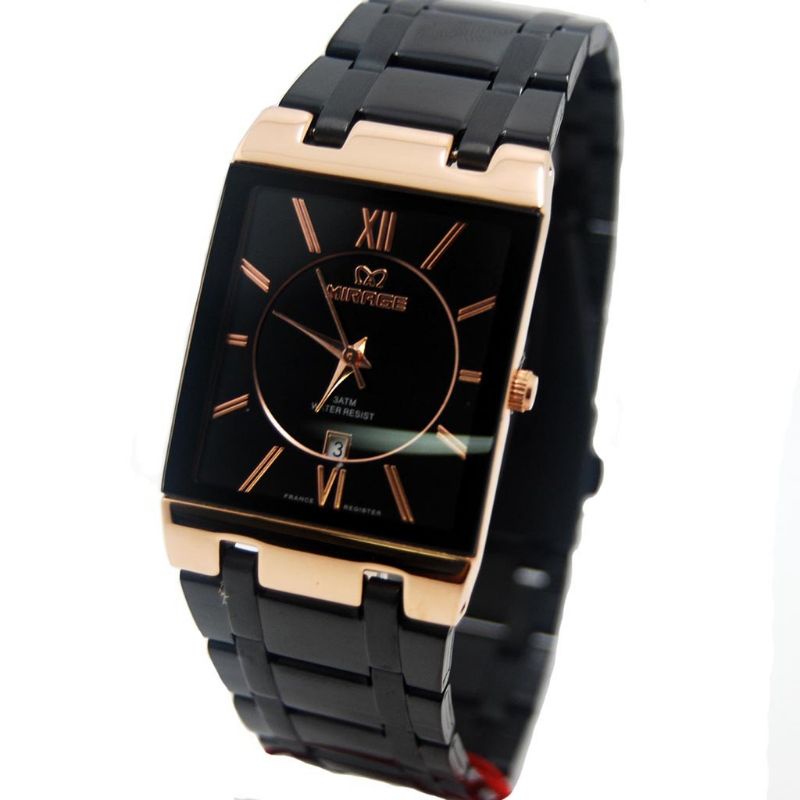 JAM TANGAN WANITA MIRAGE 7908 ORIGINAL WATER PROFF HITAM ROSGOLD