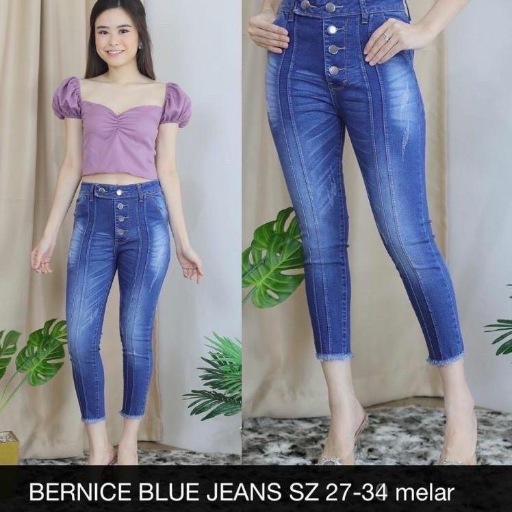 BERNICE CELANA JEANS HIGWAIST 7/9 // NAGITA SLIT BUTTON FRONT LINE [OMR.02Jl22ž]