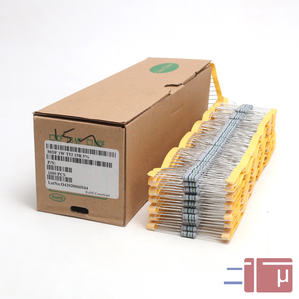 x10 Resistor 15R 15 Ohm 1W Metal Oxide 5% Taiwan Kaki Tembaga