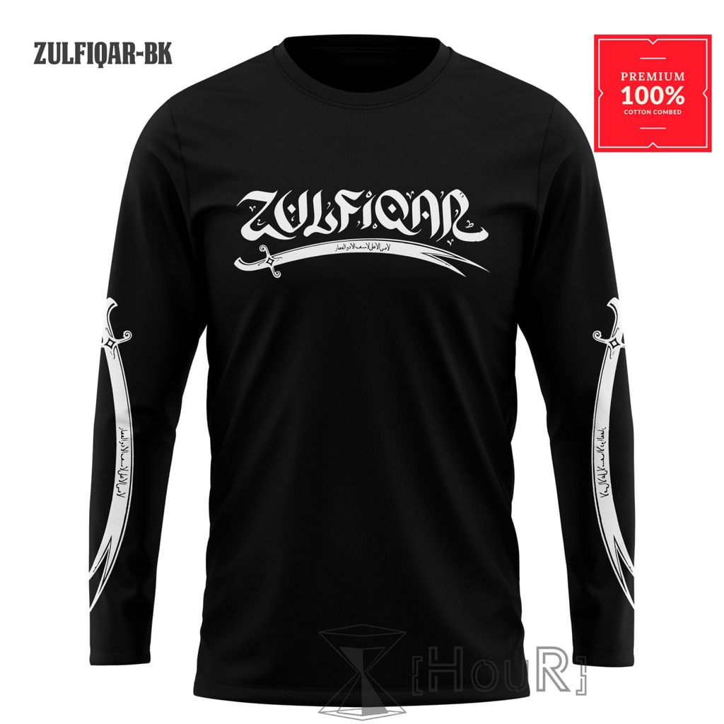 KAOS  ISLAMI LENGAN PANJANG  GAMBAR Pedang Zulfikar BAJU DISTRO BAJU DAKWAH ISLAMI COTTON COMBED 24S