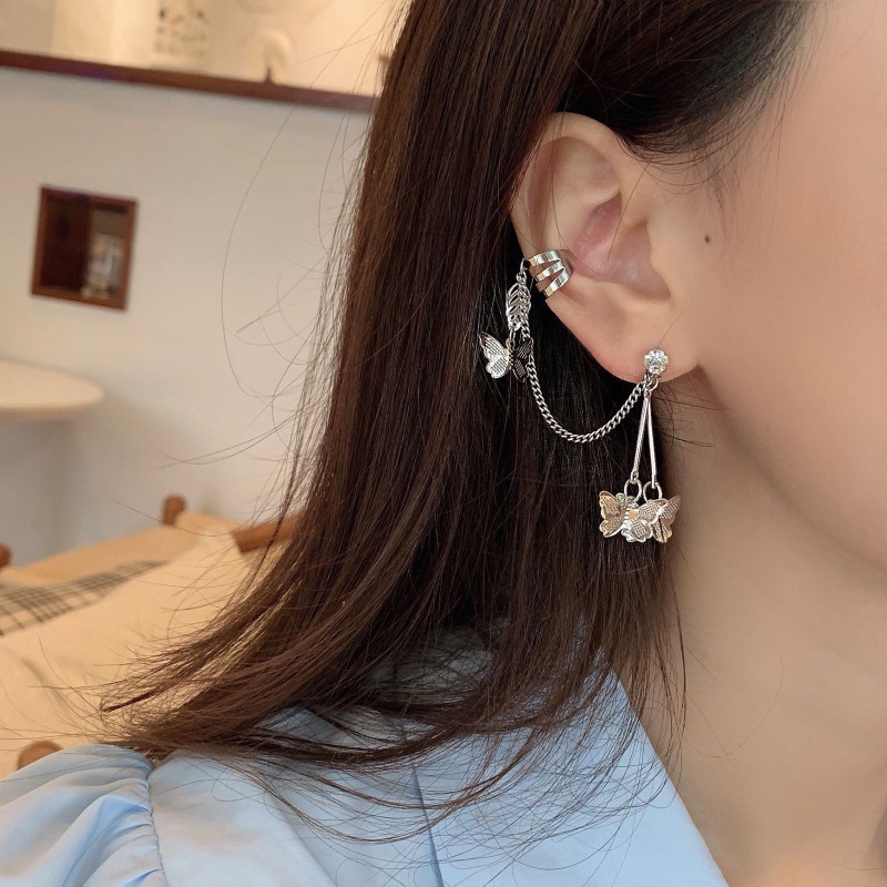 Anting Tusuk Gantung Bahan Sterling Silver 925 Hias Mutiara + Berlian Gaya Korea Untuk Wanita