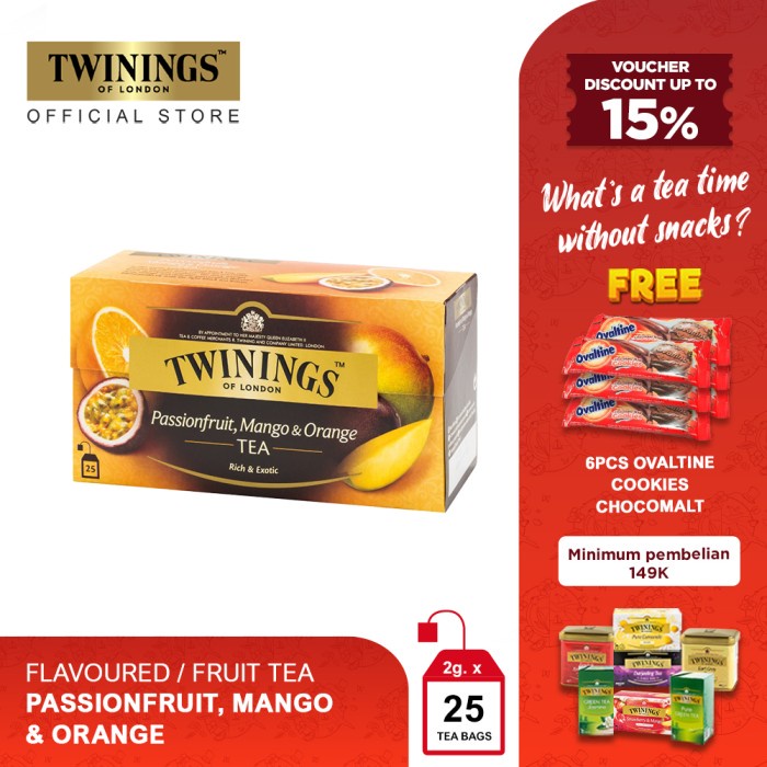

DISKON - (BISA COD) Twinings Teh Hitam Celup Passion Fruit, Mango & Orange 25x2gr