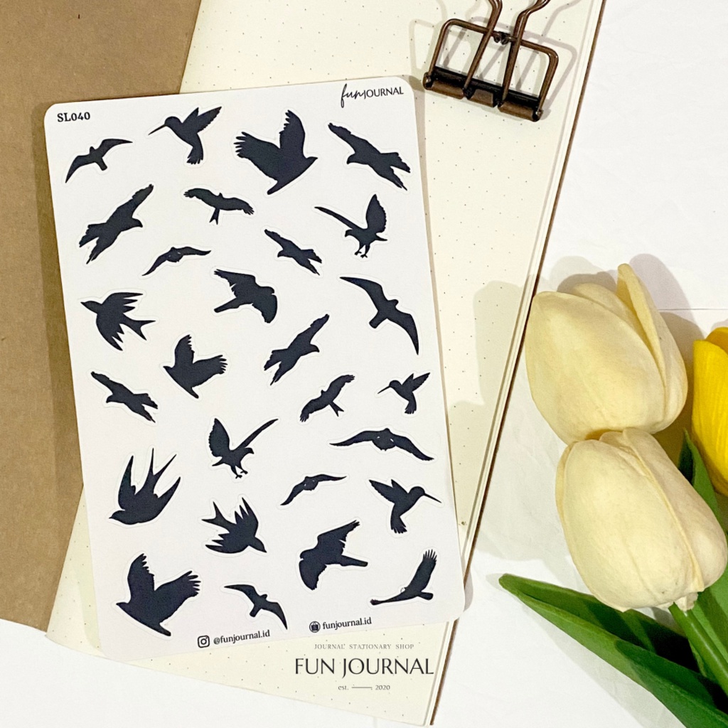 

FLYING BLACK BIRD STICKER STIKER SHEET UNTUK JOURNAL JURNAL PLANNING PLANNER SCRAPBOOK DIY BUJO