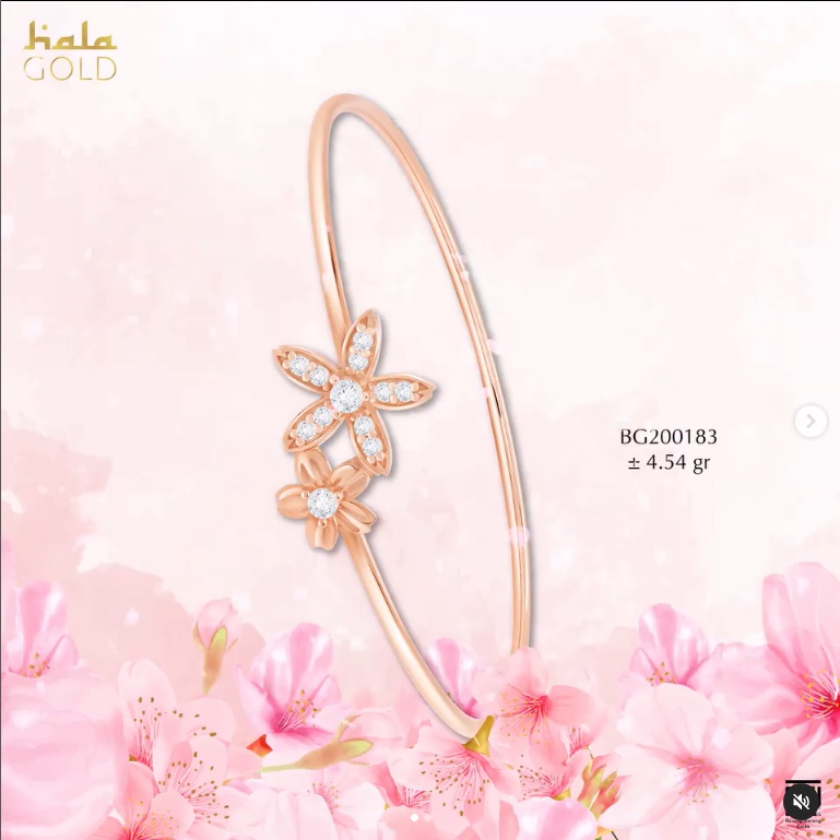 GELANG KAKU EMAS HALA GOLD PUSPA SAKURA SERIES BUNGA PIPE BANGLE