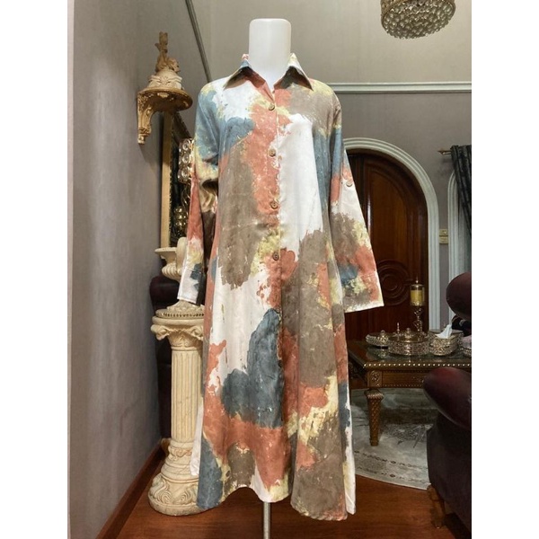 Zaja - Baju Atasan Muslim Perempuan Dewasa Mewah Tunik Tie Dye Motif Cantik &amp; Kasual Fashion Muslim Full Color Kekinian Pakaian Kasual Cewek 2022 Long Tunik Cantik