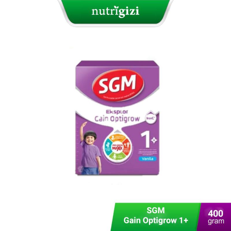 Nutrigizi | SGM Gain Optigrow 1+ (1 Tahun Keatas) Susu Tinggi Kalori / Anak Gizi Kurang