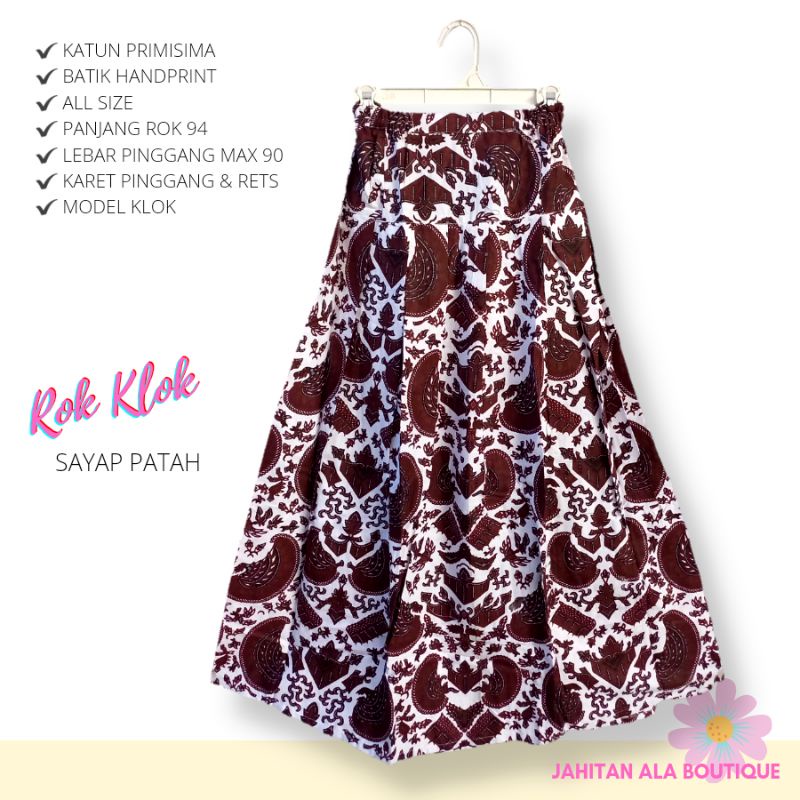 ROK BATIK KLOK - Bawahan Batik Wanita Dasar Putih - Rok Bawah Lebar