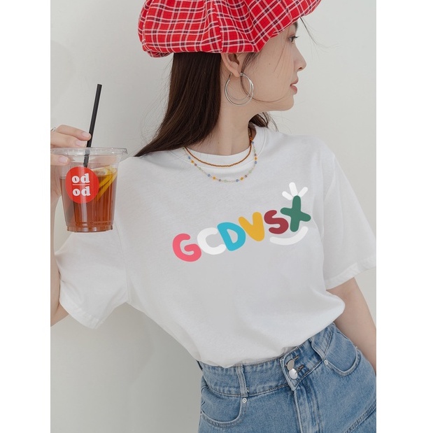 lengan pendek t shirt wanita import korean style printed kaos oversize