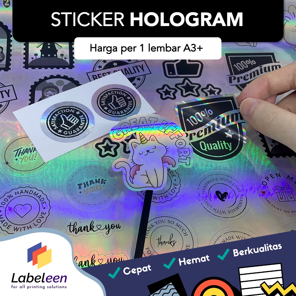 

Cetak Sticker HOLOGRAM Custom A3+ | Stiker segel label Thank You, Terimakasih [TANPA MIN ORDER]