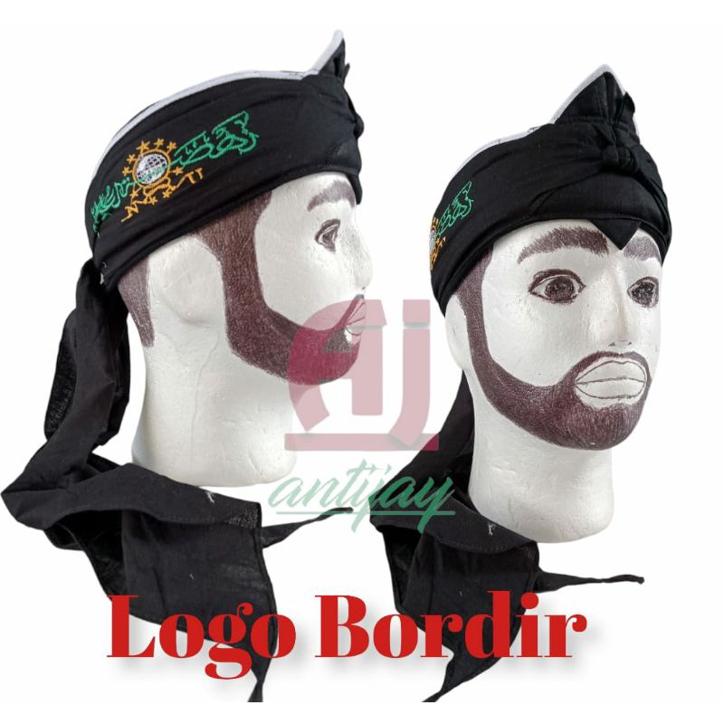 Blangkon bordir logo Nu hitam lis putih iket sunda jawa udeng totopong ukuran kepala pria dewasa