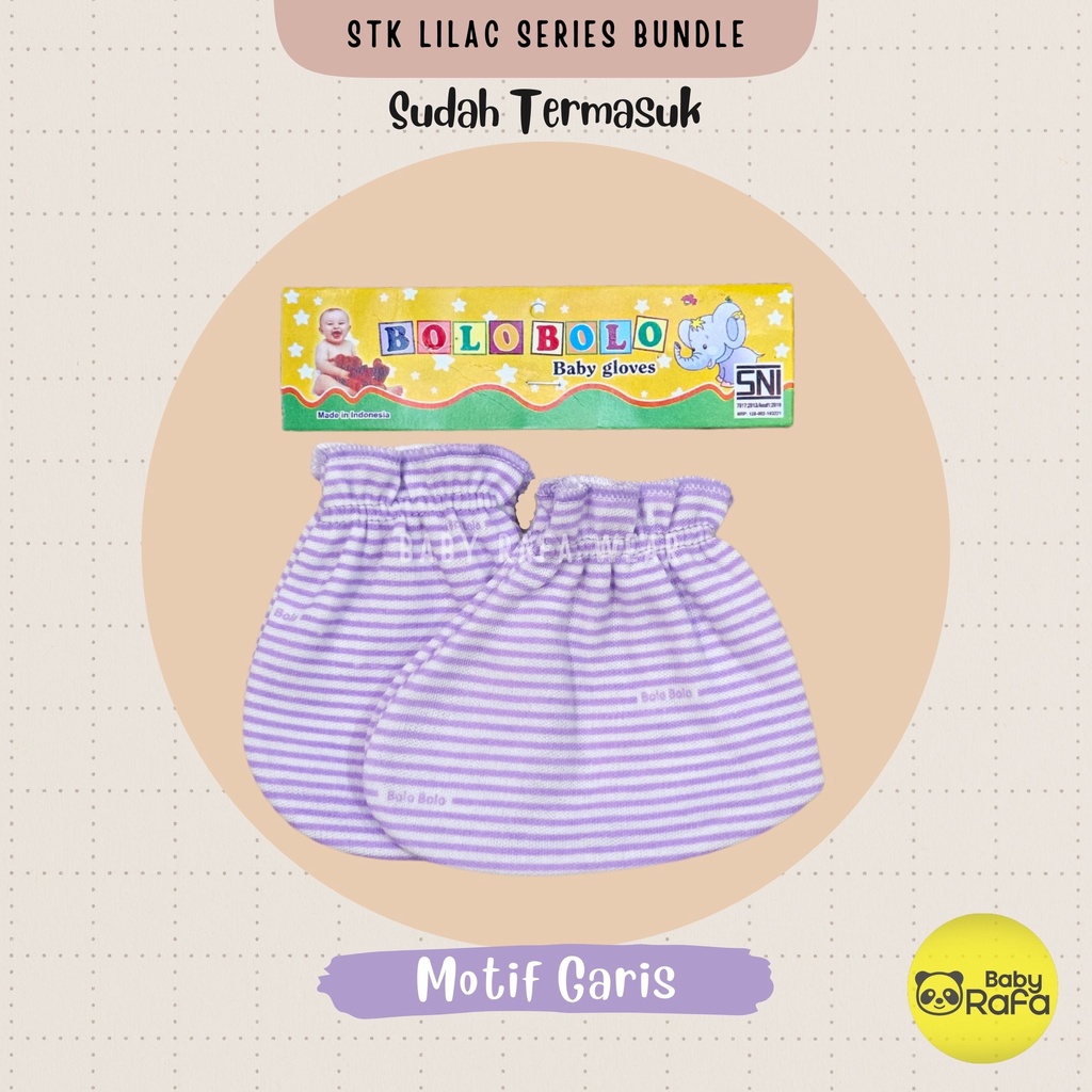 Serian Lilac - 3 pcs/set Sarung Tangan Bayi dan Kaos Kaki Bayi LILAC SERIES Merk SNI Bolo Bolo