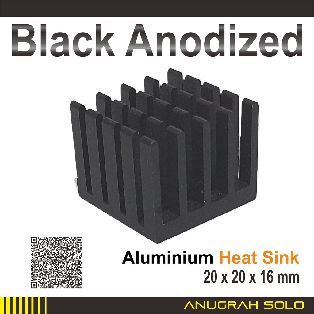 Heatsink Aluminium 20x20x16 Mm Black Anodized Heat Sink Pendingin