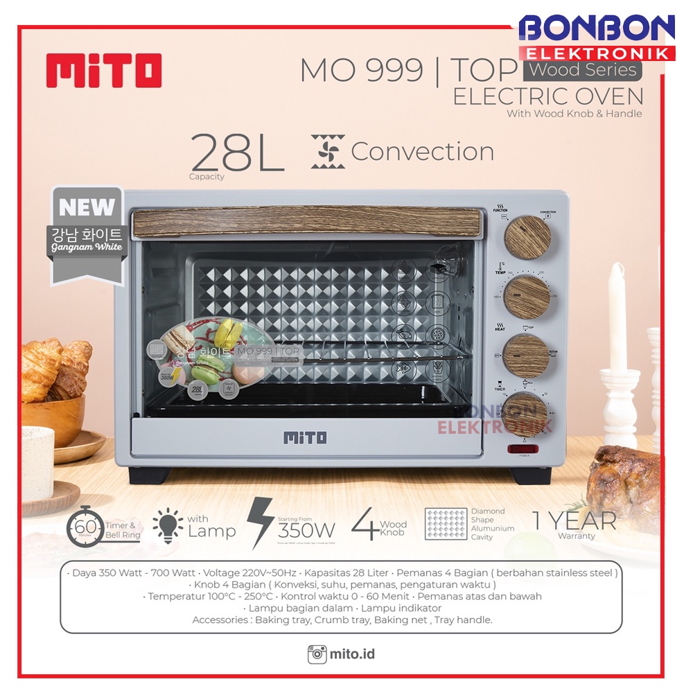 MITO MO 999 Oven Listrik 28 Liter (Wood Series) 350W / MO999