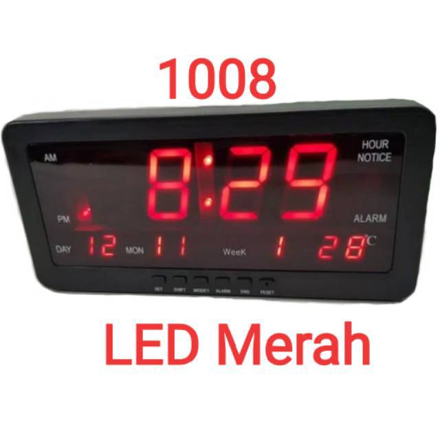 Jam Meja LED Digital 1008 Merah / Jam Dinding LED Digital Clock Red
