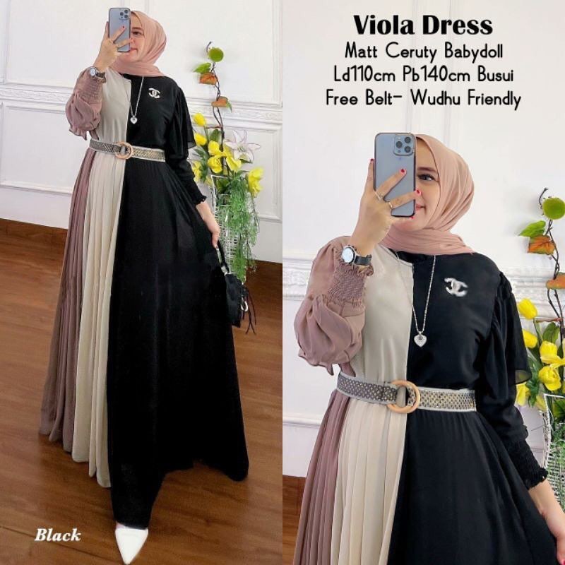 VIOLA DRESS WD CERUTY BABYDOLL MIX FULL PURING LD 110 CM PB 140 CM ZIPPER DEPAN / BUSUI BAJU GAMIS WANITA TERBARU KEKINIAN COCOK UNTUK OOTD DAN KE  ACARA KONDAGAN DAN ACARA ACARA LAIN BAJU DRES 2022